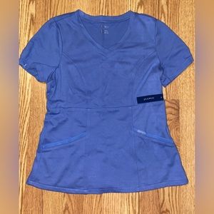Jaanuu Scrub Top Ciel Blue Women's Princess Seam V-Neck NWT